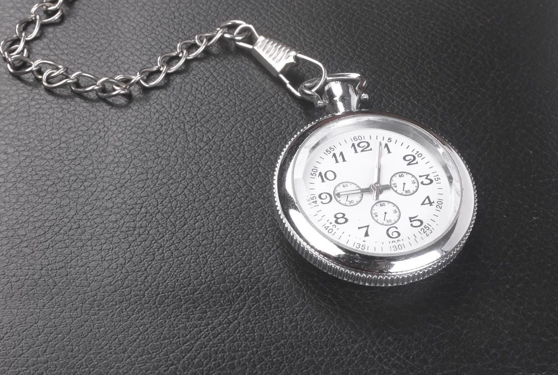 Pocket watch at 9:05