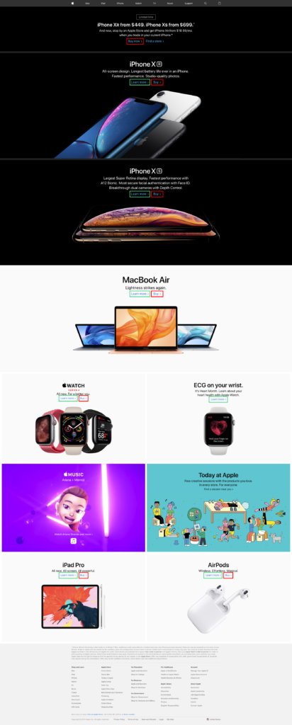 Apple Homepage scroll screenshot